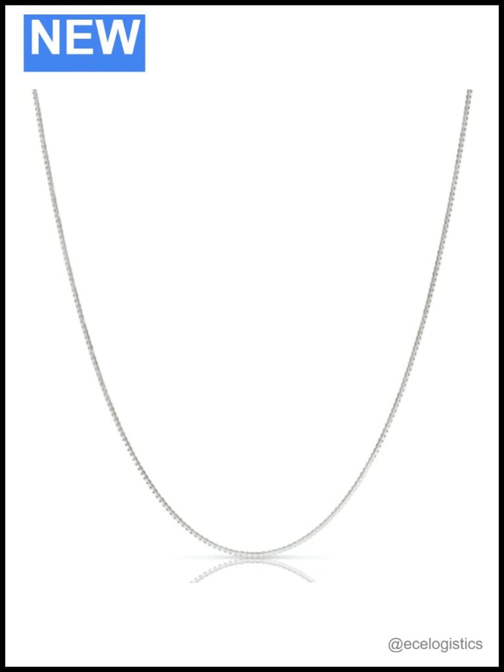 Italian Sterling Silver Box Chain Necklace Thin 20 Inch Lobster Clasp